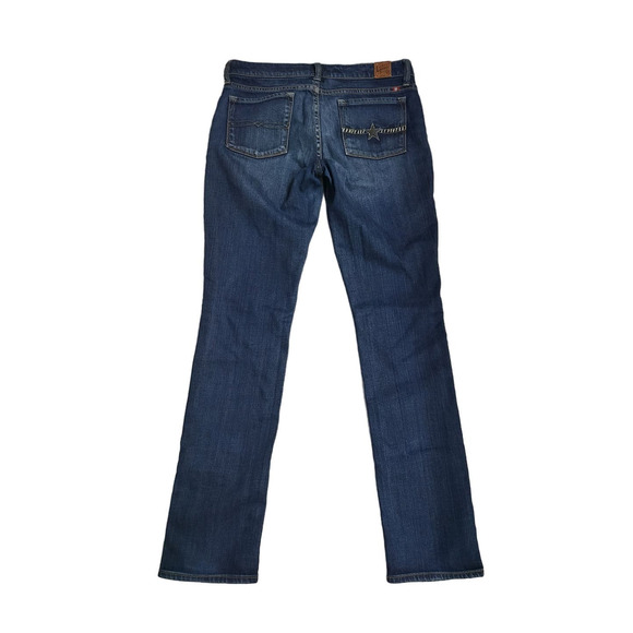 Lucky Zoe Mid Rise Straight Leg Dark Wash with Stars - 6/28R - Picture 2 of 4